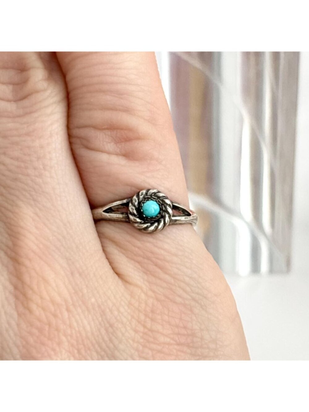 Sleeping Beauty Turquoise Southwest Style Sterling Silver 925 Vintage Ring - Picture 11 of 13